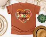 Middle School Crew Heart Bright in Yam Comfort Colors 1717 tee