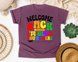 Welcome Back I'm Glad You're Here Bright in Berry Comfort Colors 1717 tee