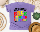 Welcome Back I'm Glad You're Here Bright in Violet Comfort Colors 1717 tee