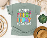 Happy First Day Of School Leopard in Bay Comfort Colors 1717 tee