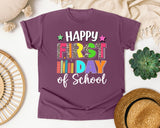 Happy First Day Of School Leopard in Berry Comfort Colors 1717 tee
