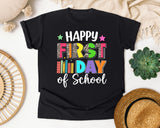 Happy First Day Of School Leopard in Black Comfort Colors 1717 tee