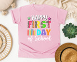 Happy First Day Of School Leopard in Blossom Comfort Colors 1717 tee