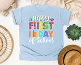 Happy First Day Of School Leopard in Chambray Comfort Colors 1717 tee
