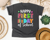 Happy First Day Of School Leopard in Pepper Comfort Colors 1717 tee