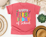 Happy First Day Of School Leopard in Watermelon Comfort Colors 1717 tee