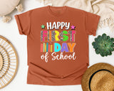 Happy First Day Of School Leopard in Yam Comfort Colors 1717 tee