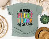 Happy First Day Of School Leopard Bright in Bay Comfort Colors 1717 tee