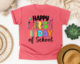 Happy First Day Of School Leopard Bright in Watermelon Comfort Colors 1717 tee