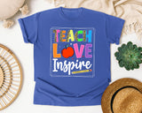 Teach Love Inspire in Flo Blue Comfort Colors 1717 tee