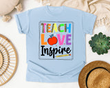 Teach Love Inspire Bright in Chambray Comfort Colors 1717 tee