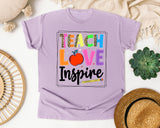 Teach Love Inspire Bright in Orchid Comfort Colors 1717 tee