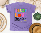 Teach Love Inspire Bright in Violet Comfort Colors 1717 tee