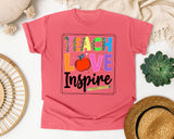 Teach Love Inspire Bright in Watermelon Comfort Colors 1717 tee