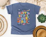 Happy To See Your Face Bright in Blue Jean Comfort Colors 1717 tee