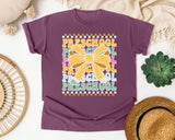 Preschool Stacked Bow in Berry Comfort Colors 1717 tee