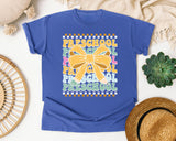 Preschool Stacked Bow in Flo Blue Comfort Colors 1717 tee