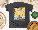 Preschool Stacked Bow in Pepper Comfort Colors 1717 tee