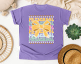 Preschool Stacked Bow in Violet Comfort Colors 1717 tee