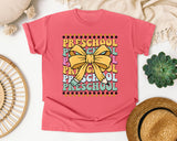 Preschool Stacked Bow Checkered in Watermelon Comfort Colors 1717 tee