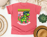Roaring Into Kindergarten Dinosaur in Watermelon Comfort Colors 1717 tee