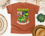 Roaring Into Kindergarten Dinosaur in Yam Comfort Colors 1717 tee