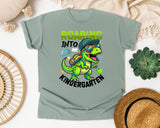 Roaring Into Kindergarten Dinosaur Bright in Bay Comfort Colors 1717 tee
