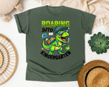 Roaring Into Kindergarten Dinosaur Bright in Moss Comfort Colors 1717 tee