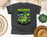Roaring Into Kindergarten Dinosaur Bright in Pepper Comfort Colors 1717 tee