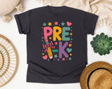 Pre-K Pencil Bow in Graphite Comfort Colors 1717 tee