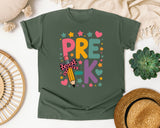 Pre-K Pencil Bow in Moss Comfort Colors 1717 tee