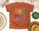 Pre-K Pencil Bow in Yam Comfort Colors 1717 tee