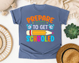 Prepare To Get Schooled Pencil in Blue Jean Comfort Colors 1717 tee