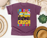 I'm Ready To Crush Kindergarten Bus in Berry Comfort Colors 1717 tee