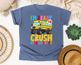 I'm Ready To Crush Kindergarten Bus in Blue Jean Comfort Colors 1717 tee