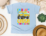 I'm Ready To Crush Kindergarten Bus in Chambray Comfort Colors 1717 tee