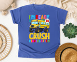 I'm Ready To Crush Kindergarten Bus in Flo Blue Comfort Colors 1717 tee
