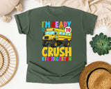 I'm Ready To Crush Kindergarten Bus in Moss Comfort Colors 1717 tee