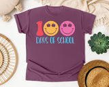 100 Days Of School Smiley in Berry Comfort Colors 1717 tee
