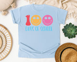 100 Days Of School Smiley in Chambray Comfort Colors 1717 tee