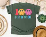 100 Days Of School Smiley in Moss Comfort Colors 1717 tee