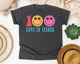 100 Days Of School Smiley in Pepper Comfort Colors 1717 tee