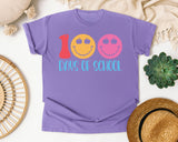 100 Days Of School Smiley in Violet Comfort Colors 1717 tee