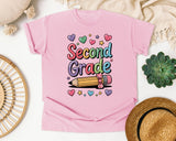 Second Grade Pencil Hearts in Blossom Comfort Colors 1717 tee