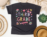Third Grade Books Hearts in Graphite Comfort Colors 1717 tee
