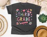 Third Grade Books Hearts in Pepper Comfort Colors 1717 tee