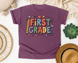 First Grade Pencil in Berry Comfort Colors 1717 tee