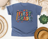 First Grade Pencil in Blue Jean Comfort Colors 1717 tee