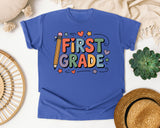 First Grade Pencil in Flo Blue Comfort Colors 1717 tee