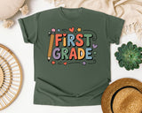 First Grade Pencil in Moss Comfort Colors 1717 tee